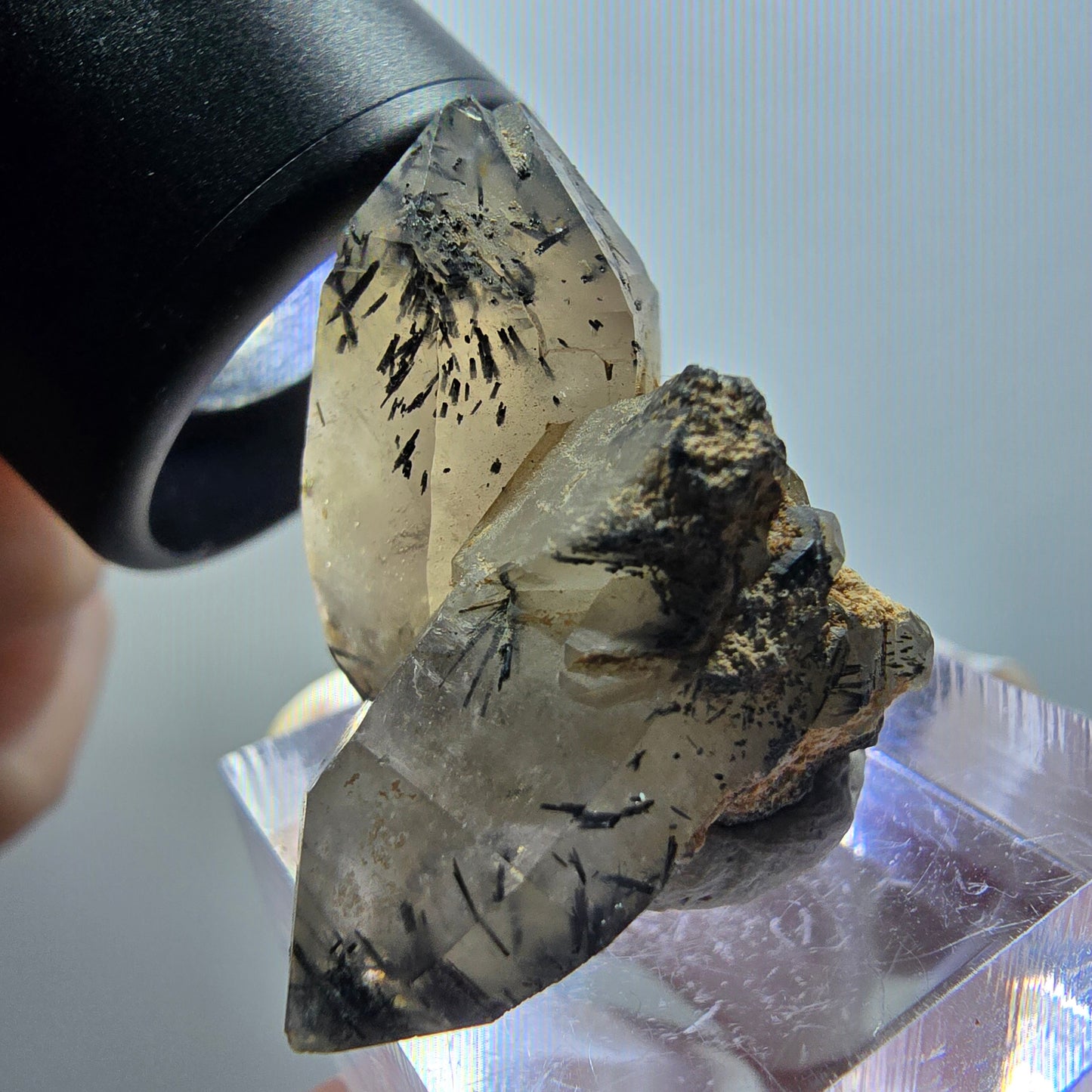 Beautiful tourmaline quartz, skeleton smoky quartz specimen Erongo, Namibia 32*22*17mm #11974 