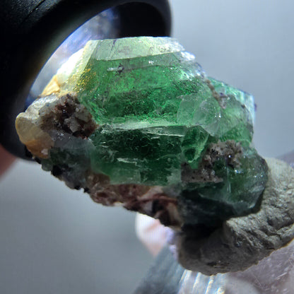 Phantom Fluorite hexagonal, Schörl Tourmaline, Muscovite Erongo, Namibia 26*17*15mm #11977