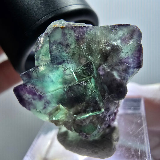 Rare phantom fluorite cube specimen, green-purple, Okorusu, Namibia, 28*21*14mm #11978 