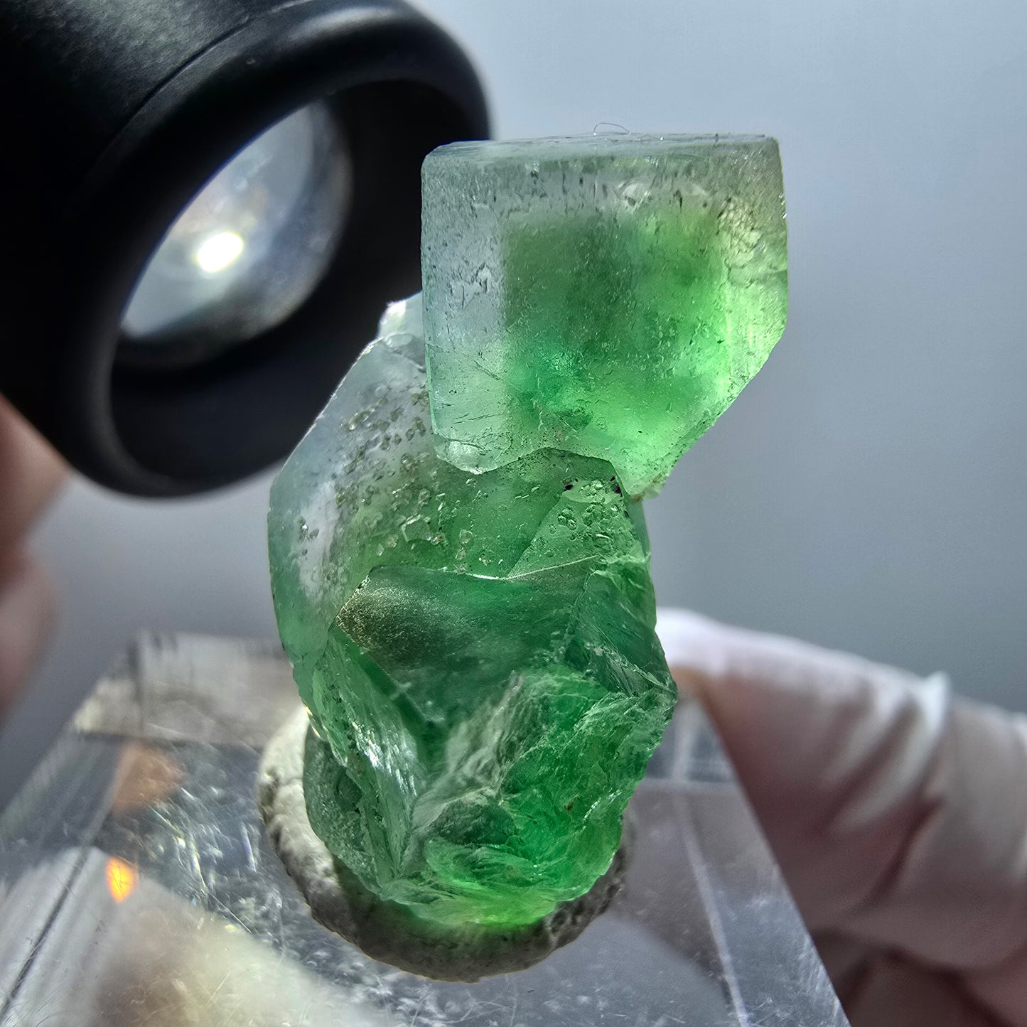 Rare spécimen de cube de fluorite fantôme, vert/blanc, Erongo, Namibie, 27*22*10mm #11981 