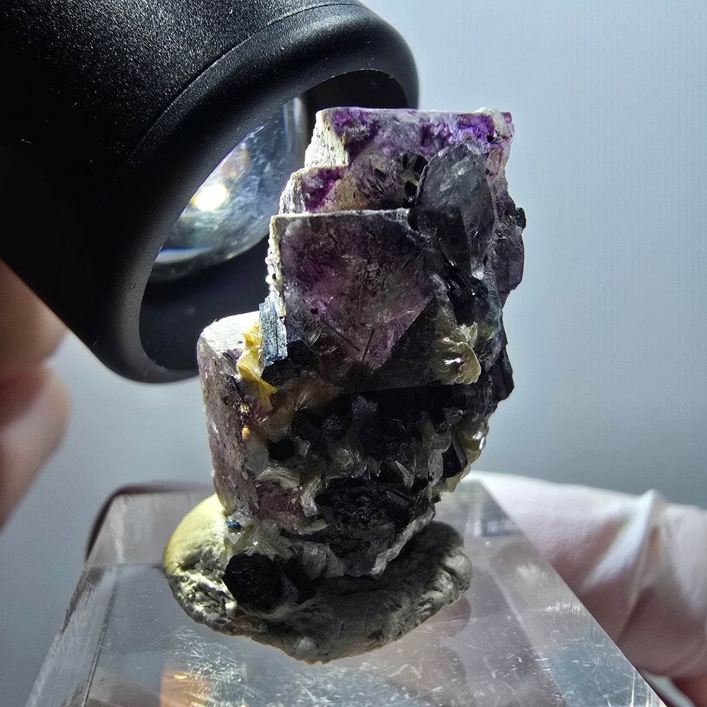 Fluorite fantôme, Tourmaline Schörl, Stade muscovite Erongo, Namibie 29*18*13mm #11983 