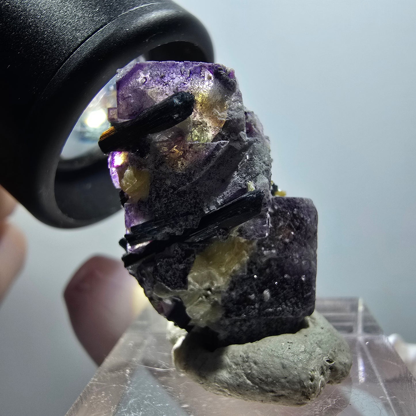 Fluorite fantôme, Tourmaline Schörl, Stade muscovite Erongo, Namibie 29*18*13mm #11983 