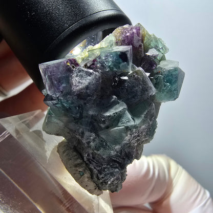 Fluorite fantôme, tourmaline Schörl, muscovite Stage Erongo, Namibie 36*27*15mm #11987 