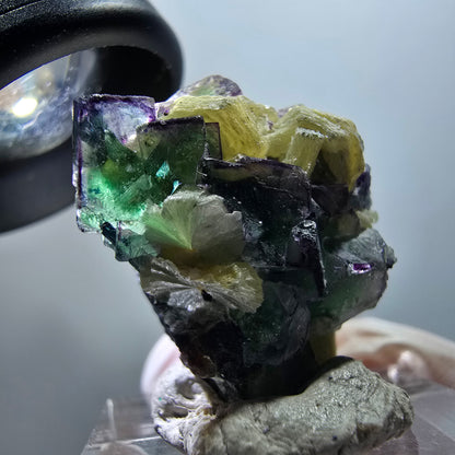 Fluorite fantôme, Tourmaline Schörl, Moscovite, Hyalite Erongo, Namibie 28*24*21mm #11989 