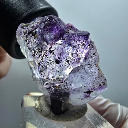 Klare Phantom Fluorit, Schörl Turmalin, Muskovit, Hyalit Erongo, Namibia 36*30*24mm #11994