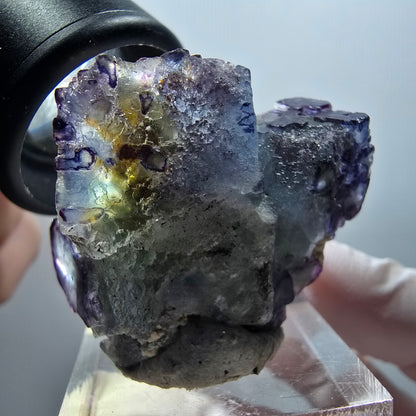 Cube de fluorite fantôme, muscovite, spécimen d'orthose d'Erongo, Namibie 38*32*21 mm #11997 