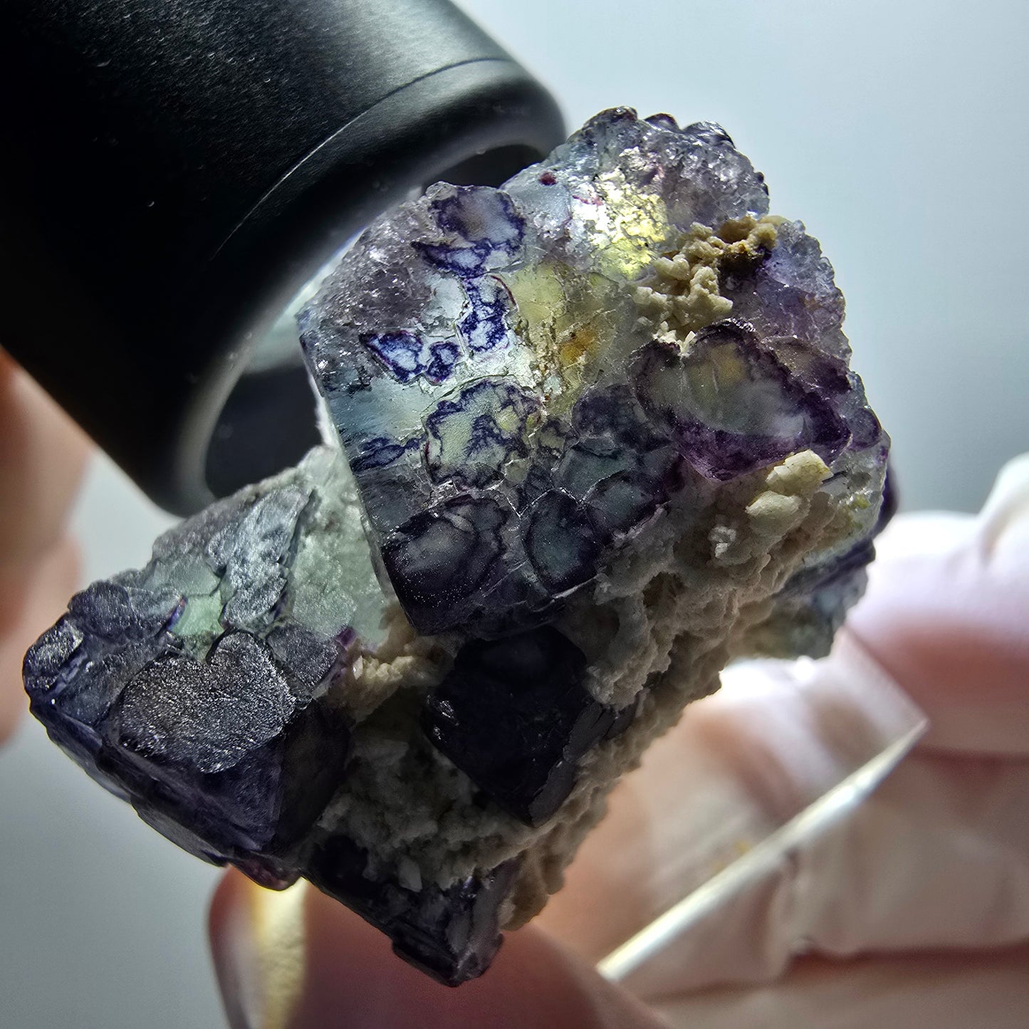 Cube de fluorite fantôme, muscovite, spécimen d'orthose d'Erongo, Namibie 38*32*21 mm #11997 