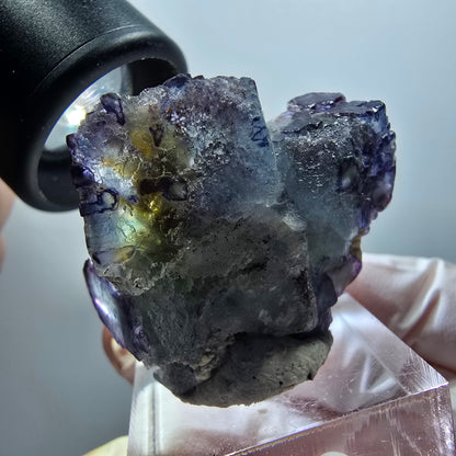 Cube de fluorite fantôme, muscovite, spécimen d'orthose d'Erongo, Namibie 38*32*21 mm #11997 