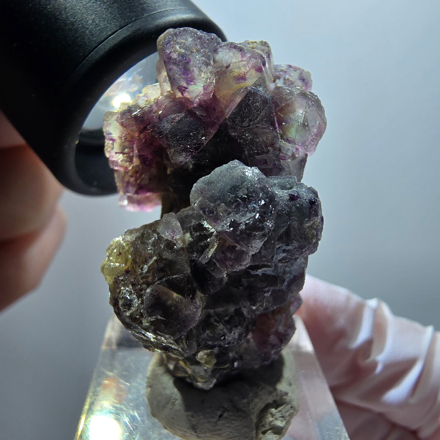 Fluorite fantôme, tourmaline Schörl, muscovite, hyalite Erongo, Namibie 41*26*23mm #11998 