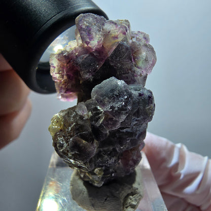 Fluorite fantôme, tourmaline Schörl, muscovite, hyalite Erongo, Namibie 41*26*23mm #11998 