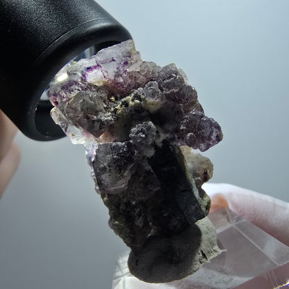 Fluorite fantôme, tourmaline Schörl, muscovite, hyalite Erongo, Namibie 41*26*23mm #11998 