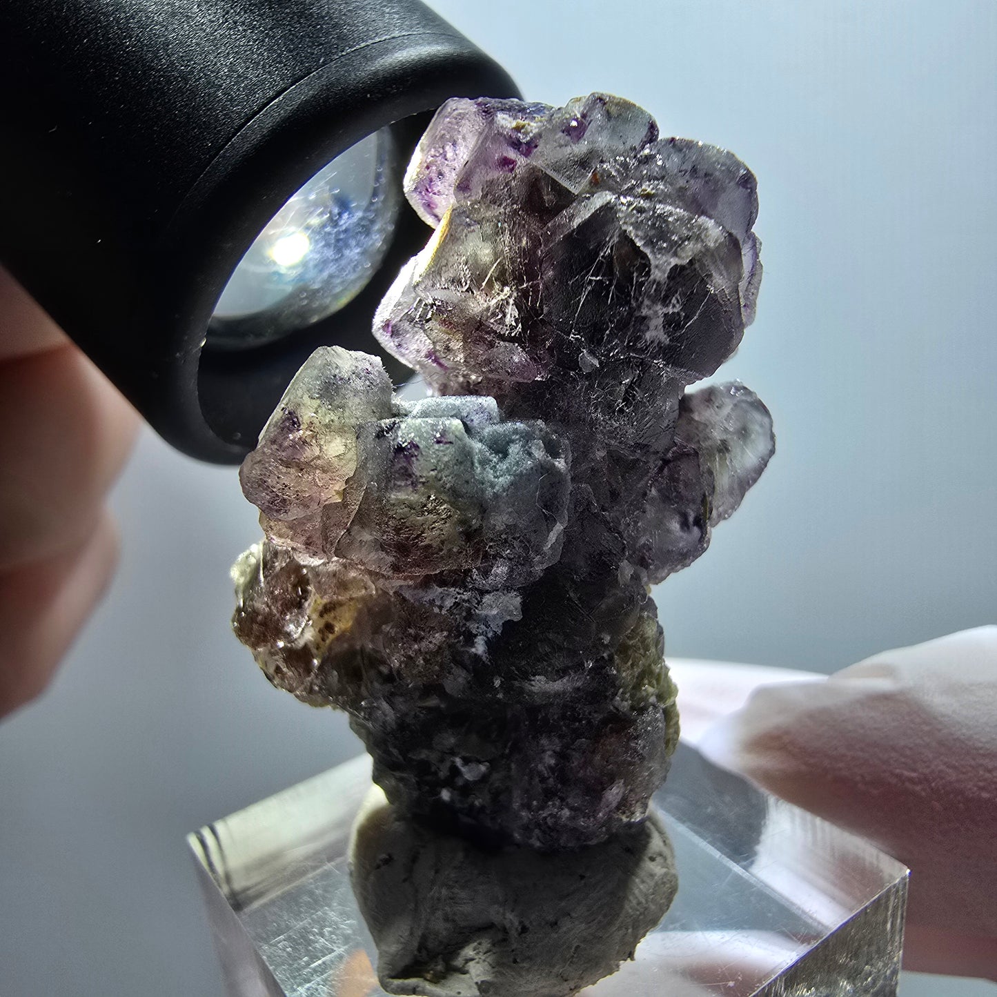 Fluorite fantôme, tourmaline Schörl, muscovite, hyalite Erongo, Namibie 41*26*23mm #11998 