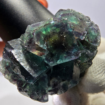 Seltene Phantom Fluorit Würfel Stufe, grün lila Okorusu Namibia 80*24*32mm