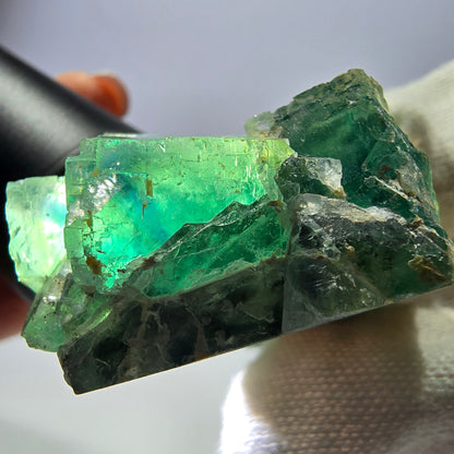 Seltene Phantom Fluorit Würfel Stufe parkettiert grün Okorusu Namibia 68*47*25mm