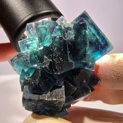 Rare spécimen de cube de fluorite fantôme, poche papillon, Okorusu, Namibie, 51 x 39 x 24 mm