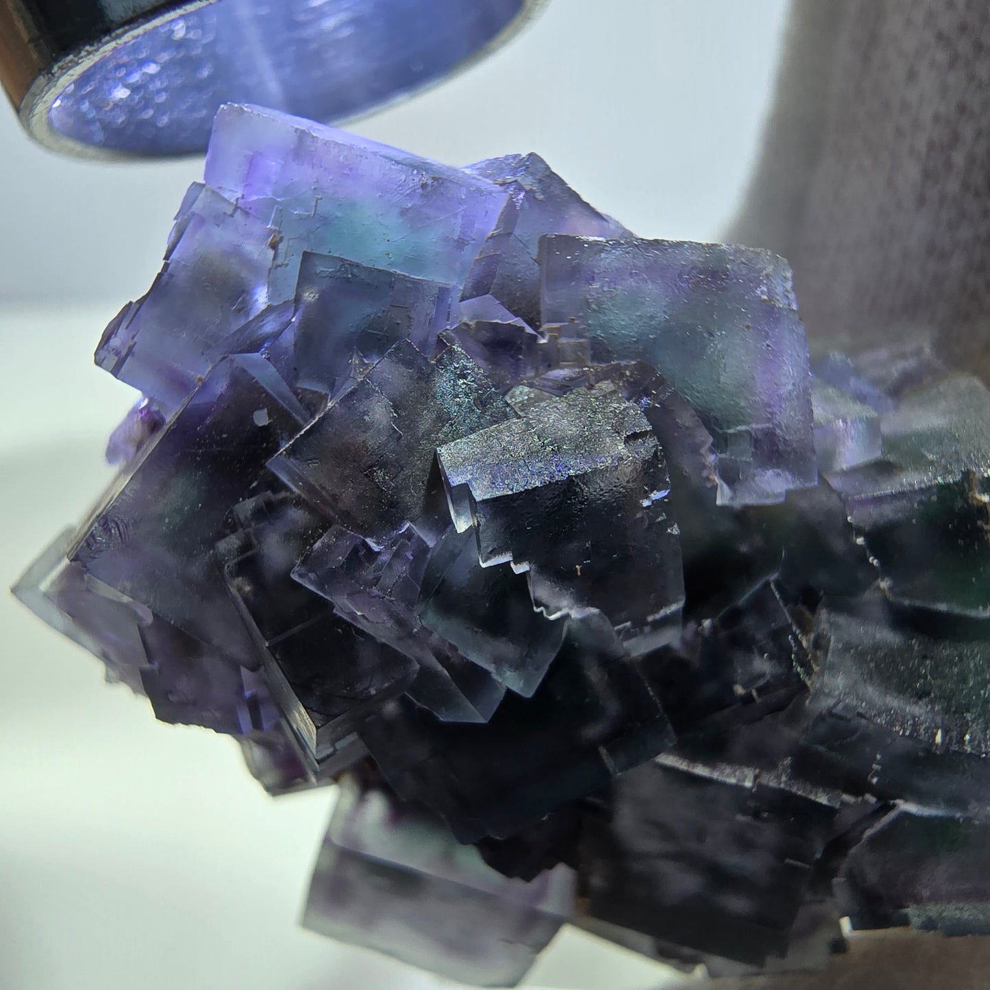 Clear Phantom Fluorite Cube Specimen zonal green purple Okorusu, Namibia 42*32*33mm 