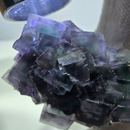 Clear Phantom Fluorite Cube Specimen zonal green purple Okorusu, Namibia 42*32*33mm 