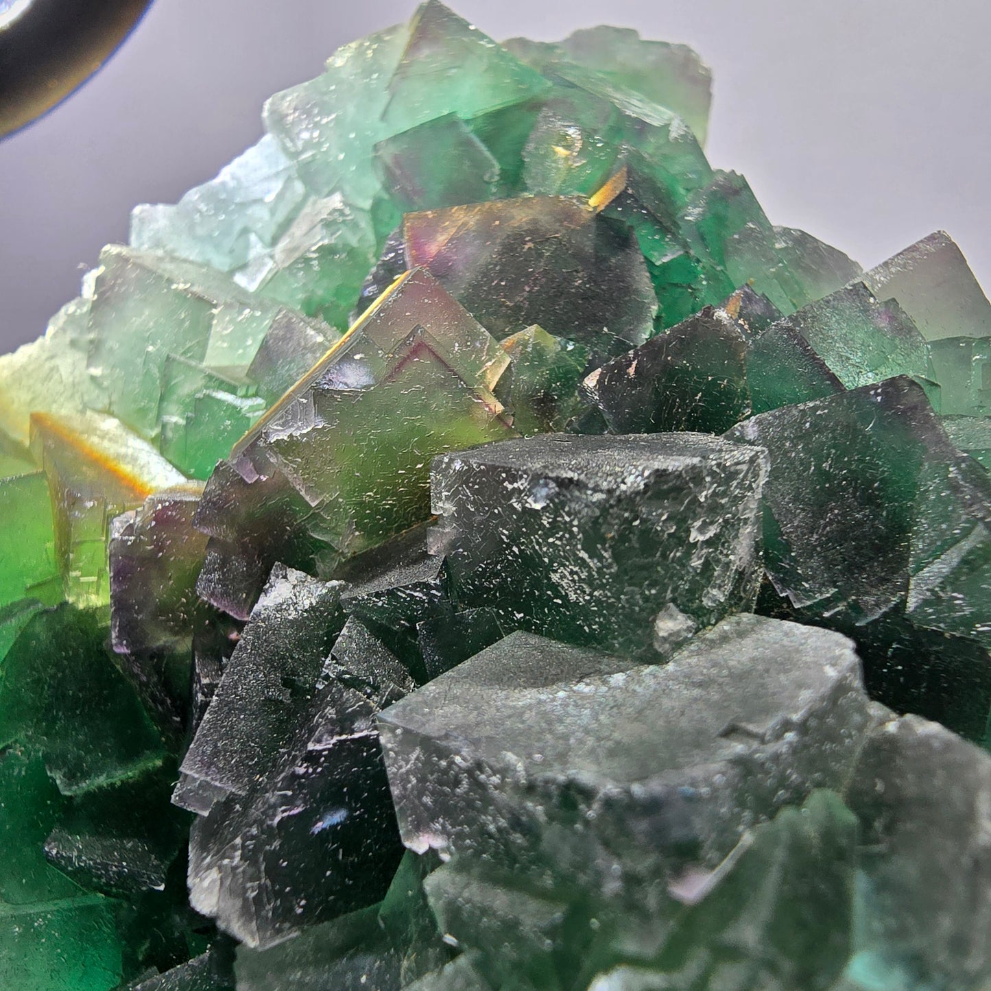 Grand spécimen de cube de fluorite fantôme, parqueté, double face Okorusu, Namibie 98*91*71mm 