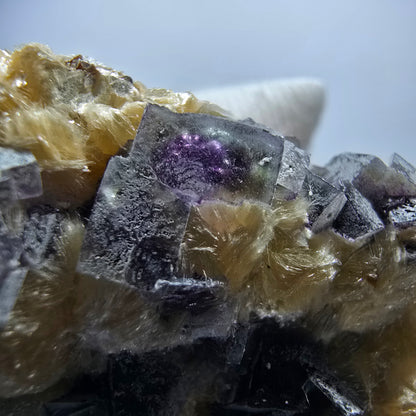 Bunte Phantom Fluorit Würfel Schörl Turmalin Muskovit Erongo, Namibia 55*46*21mm