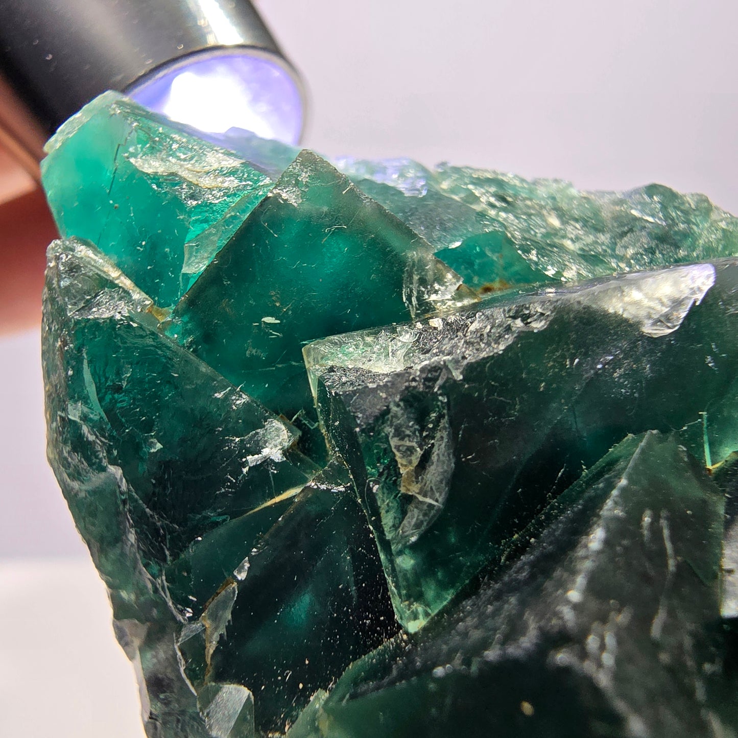 Seltene Phantom Fluorit Würfel Stufe parkettiert grün Okorusu Namibia 82*41*23mm