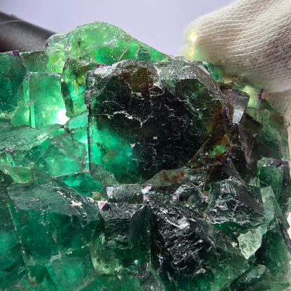 Grand spécimen de cube de fluorite fantôme parqueté, Okorusu zonal, Namibie, 84 x 74 x 23 mm 