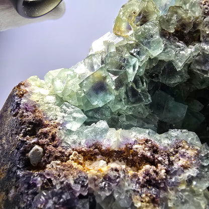 Spécimen de cube de fluorite fantôme XL, parqueté, vert violet Okorusu, Namibie 181*124*74mm 