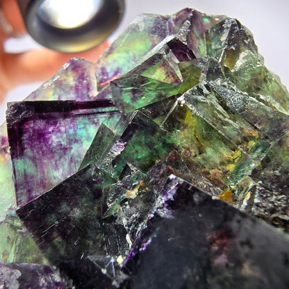 Rare spécimen de cube de fluorite fantôme, vert-violet, Okorusu, Namibie, 58 x 48 x 19 mm 