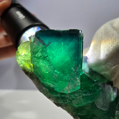Spécimen de cube de fluorite fantôme, parqueté, Okorusu zonal, Namibie, 76 x 42 x 29 mm 