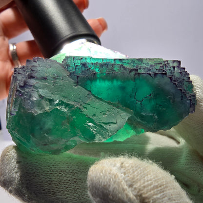 Phantom Fluorit Würfel Stufe parkettiert zonal Okorusu Namibia 78*60*37mm