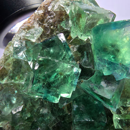 Spécimen de cube de fluorite fantôme transparente, parqueté Okorusu Namibie 95*54*21mm 