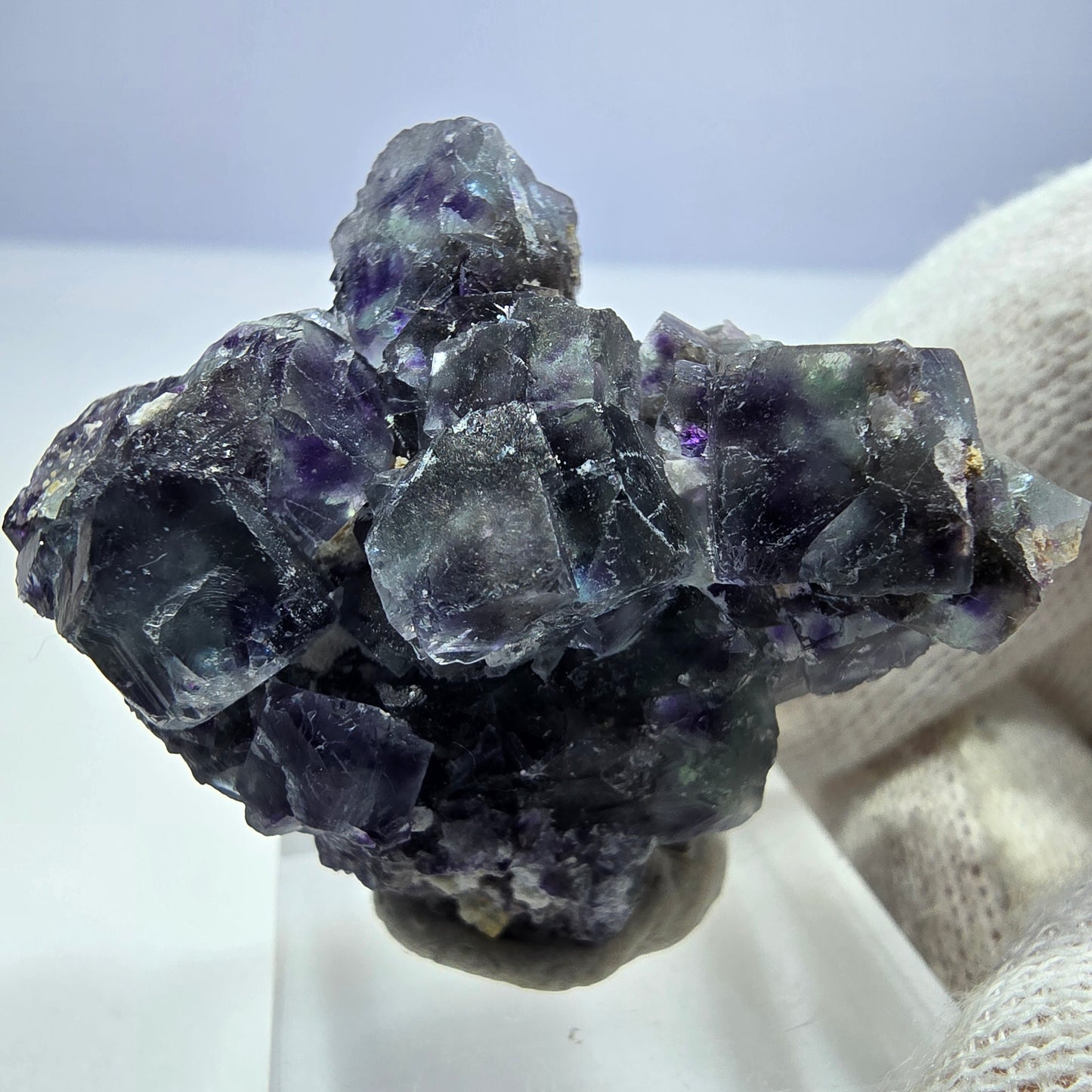 Clear Phantom Fluorite Cube Specimen zonal green purple Okorusu, Namibia 41*37*25mm 