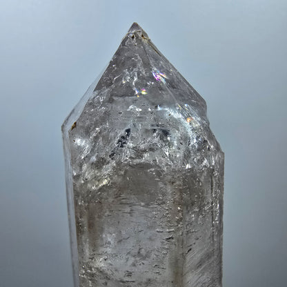 Sceptre DT Enhydro en quartz fumé squelette, 2 gobos de poche Bubble Valentine. Namibie 85 x 32 x 27 mm 