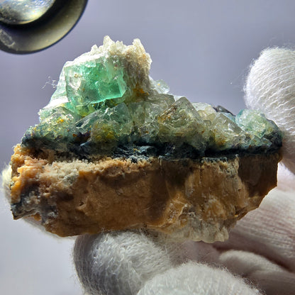 Cube de fluorite fantôme zonal, spécimen d'orthose, Erongo, Namibie, 62 x 45 x 30 mm 