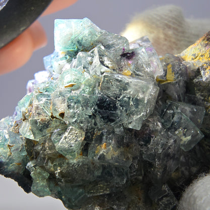 Cube de fluorite fantôme zonal, spécimen d'orthose, Erongo, Namibie, 61 x 50 x 32 mm 