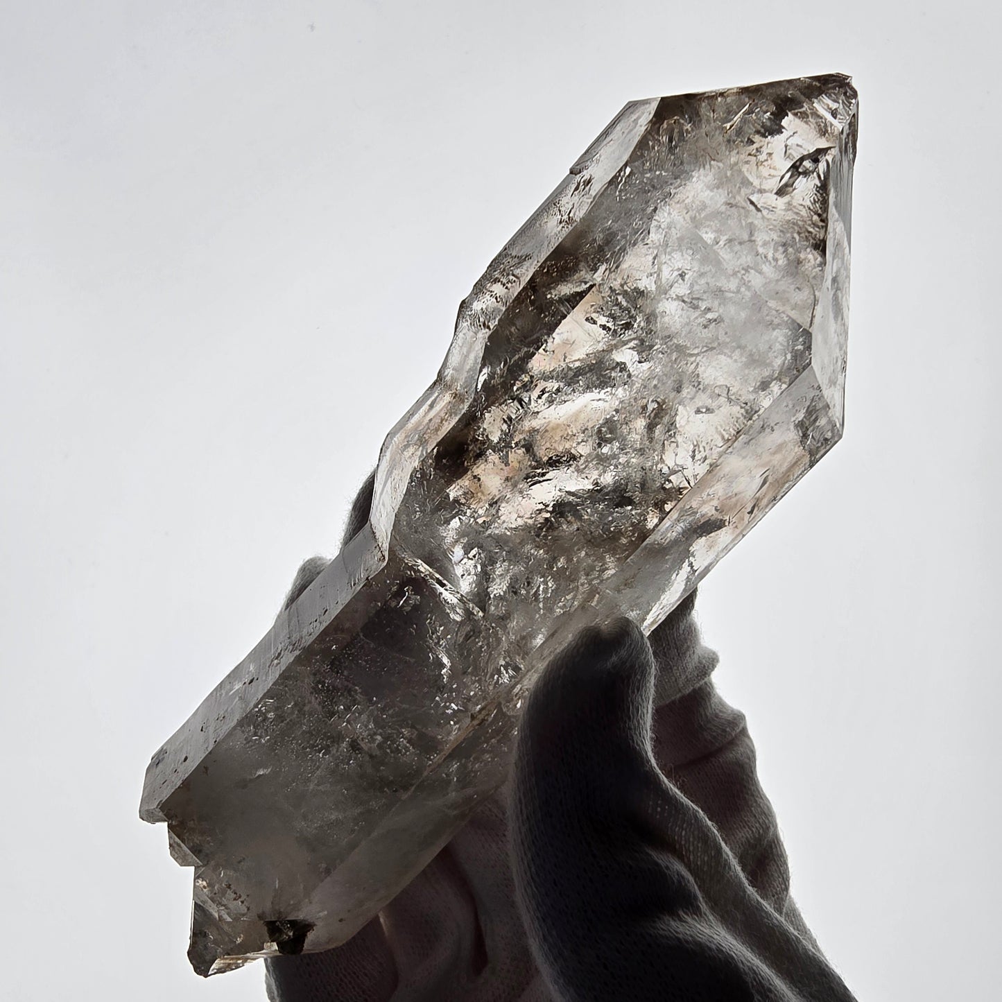 XL Enhydro Skeleton Smoky Quartz DT Scepter, Large Bubble Valentine Pocket, Namibia 135*46*32mm 