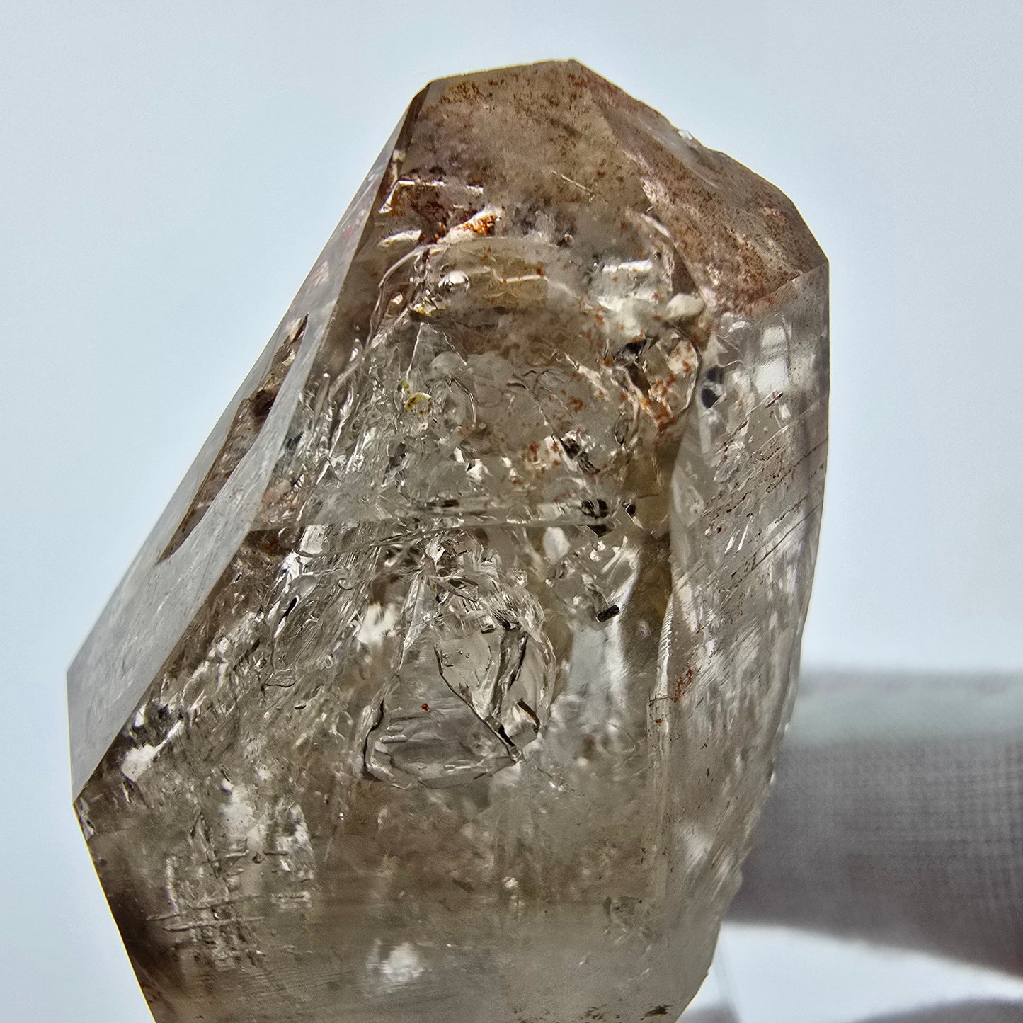Enhydro Phantom Rauchquarz Zepter Spitze 2x Blase Goboboseb, Namibia 48*25*23mm