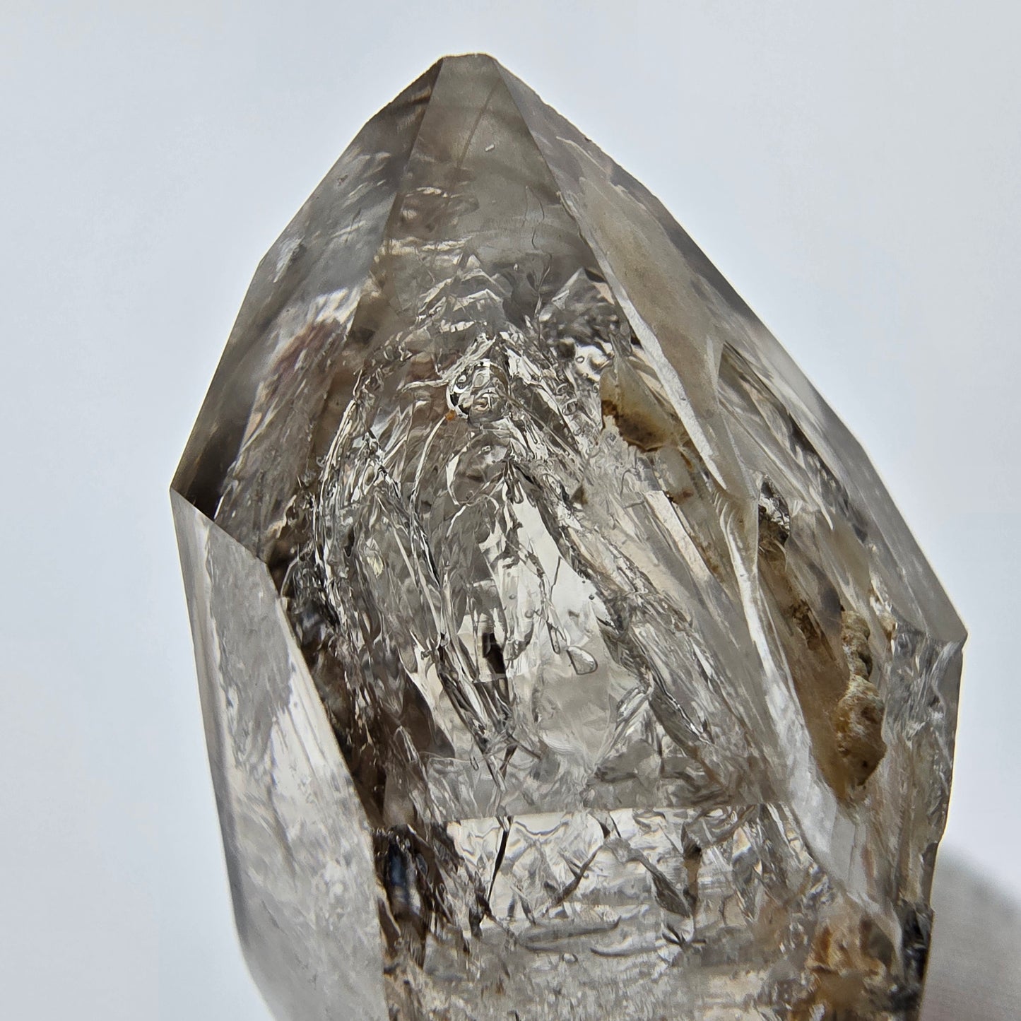 Enhydro Phantom Smoky Quartz Sceptre Tip 2x Bubble Goboboseb, Namibie 61*27*22mm 