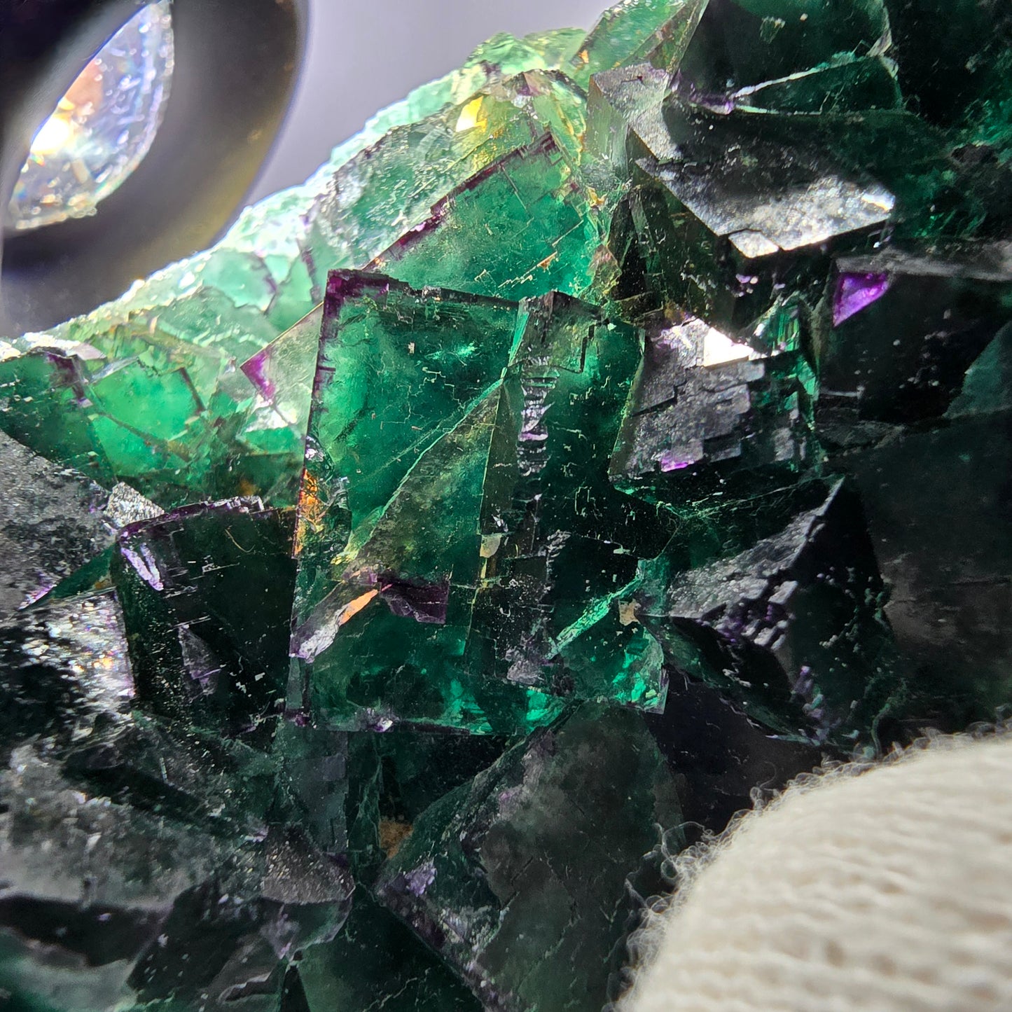 Cube de fluorite fantôme parqueté, zonal Okorusu Namibie 82*57*47mm 