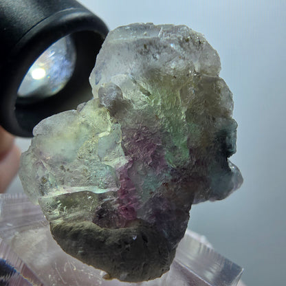 Spécimen rare de fluorite fantôme et de tourmaline schorl, Erongo, Namibie, 32*28*15 mm, n° 12002 