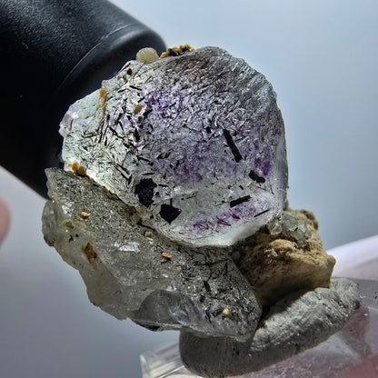 Phantom Fluorit Würfel, Schörl Turmalin, Orthoklas Stufe Erongo, Namibia 38*29*26mm #12006