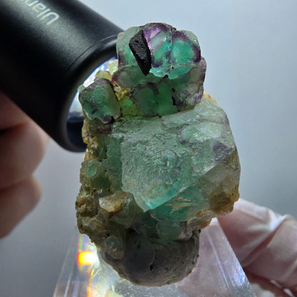 Rare phantom fluorite cube specimen, green-purple, Erongo, Namibia, 38*29*25mm #12009 