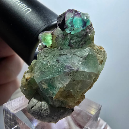 Seltene Phantom Fluorit Würfel Stufe, grün lila Erongo, Namibia 38*29*25mm #12009