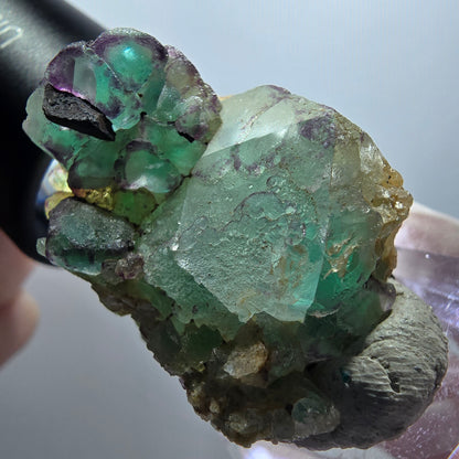 Rare phantom fluorite cube specimen, green-purple, Erongo, Namibia, 38*29*25mm #12009 