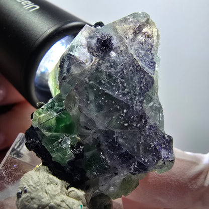 Phantom Fluorite, Schörl Tourmaline, Muscovite Stage Erongo, Namibia 44*30*26mm #12010 