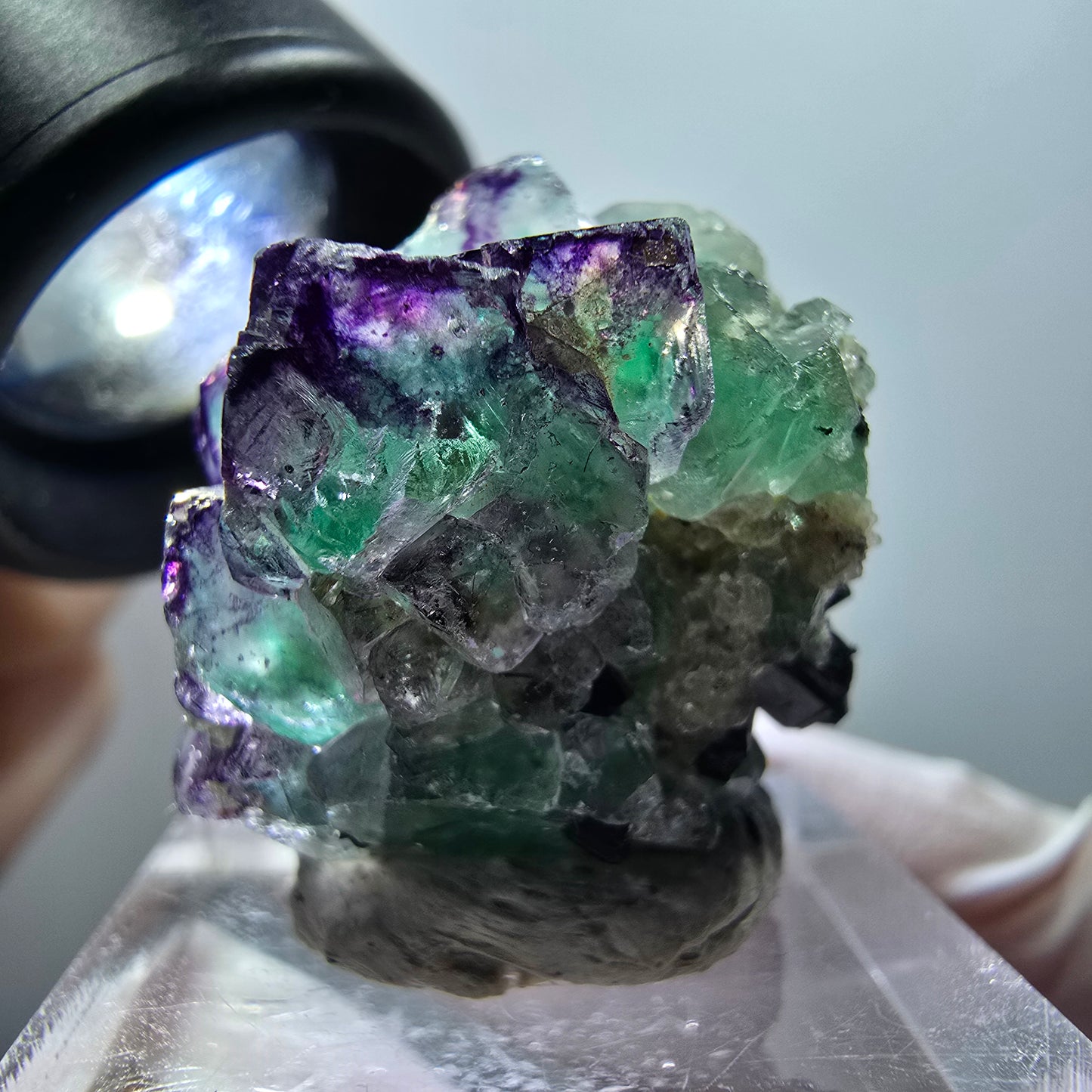 Fluorite fantôme, Tourmaline Schörl, Moscovite, Hyalite Erongo, Namibie 27*24*22mm #12011 