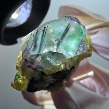 Fluorite fantôme, Tourmaline Schörl, Stade muscovite Erongo, Namibie 31*27*21mm #12030 