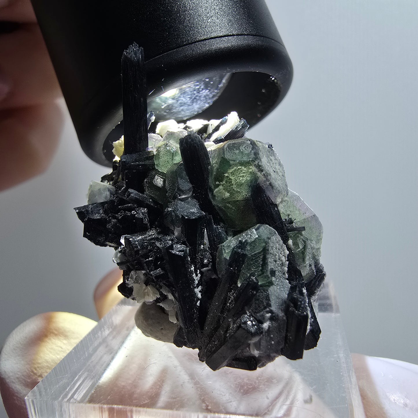 Fluorite fantôme hexagonale, tourmaline Schörl, orthose Erongo, namibie 31*27*21mm #12033 