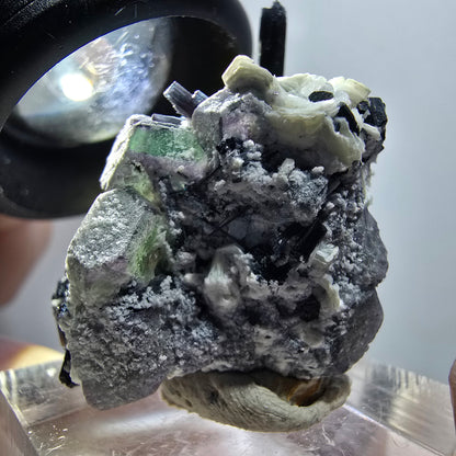 Fluorite fantôme hexagonale, tourmaline Schörl, orthose Erongo, namibie 31*27*21mm #12033 