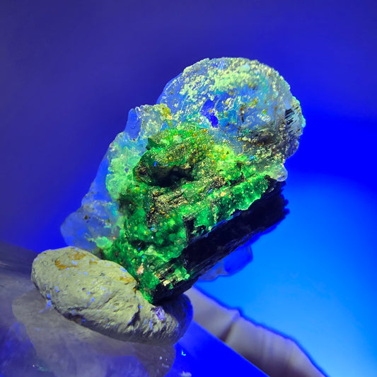 Phantom Fluorit, Schörl Turmalin, Muskovit, Hyalit Erongo, Namibia 26*20*12mm #12034