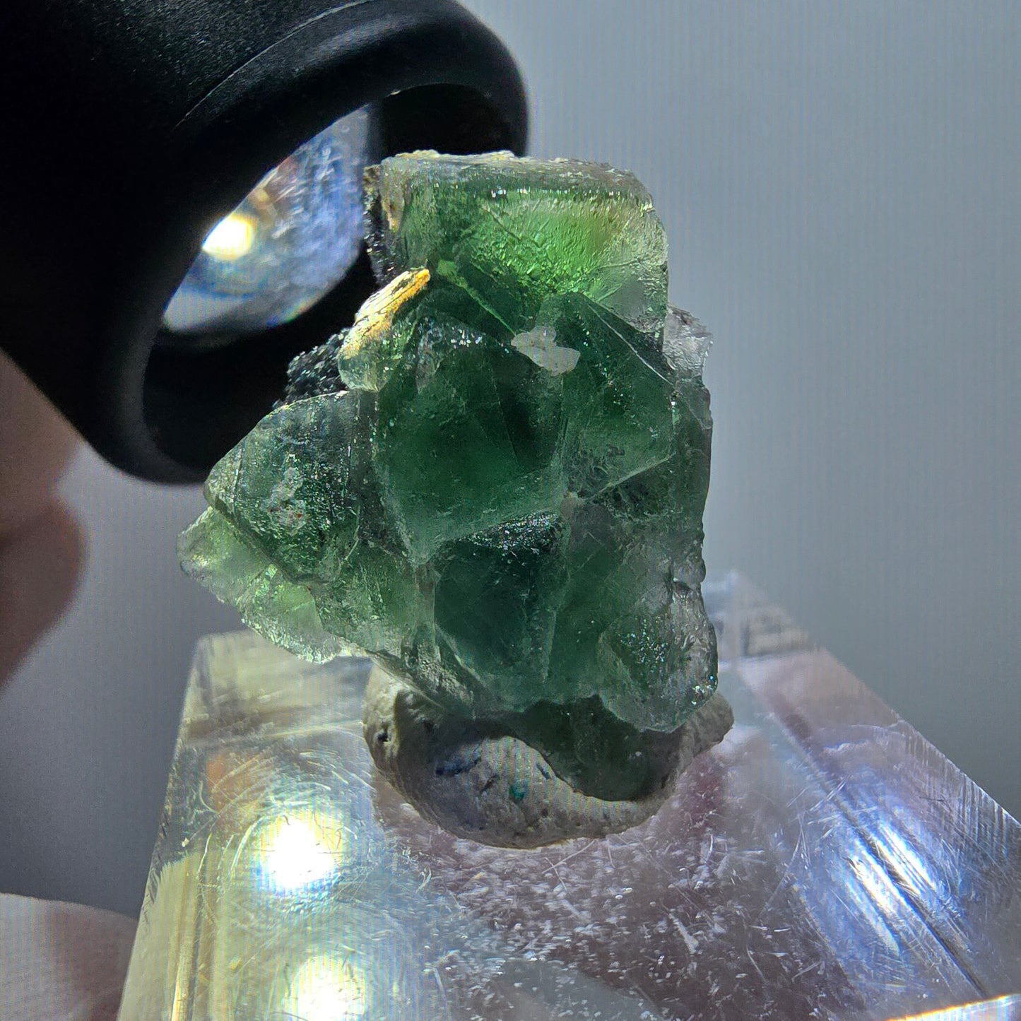 Phantom Fluorite, Schörl Tourmaline, Muscovite, Hyalite Erongo, Namibia 26*20*12mm #12034 